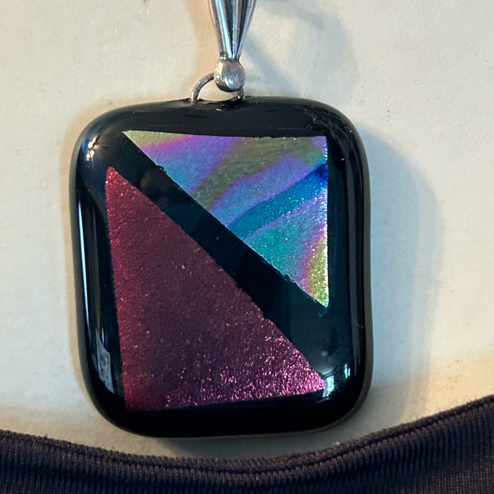 925 DICHROIC Fused Glass PENDANT Necklace
